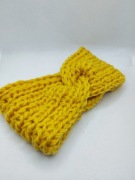 Damska, żółta, ciepła opaska; turban; handmade
