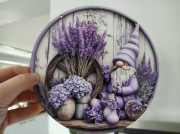 Nowa dekoracja ścienna ozdoba drewniana lawenda krasnal