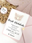 Zaproszenia z motywem motylka na roczek urodziny urodzinowe