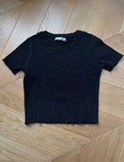 Czarna bawełniana bluzka / Black Cotton crop top Pull&Bear / M