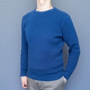 Kronstadt, sweter waffle, granatowy, crew-neck, rozmiar S