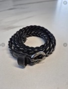 Pleciony pasek grafitowo szary