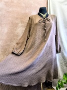 Beżowa sukienka tunika boho trapezowa długi rękaw 46/48