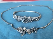 Bransoletka i naszyjnik - stare srebro z perłą vintage PRL