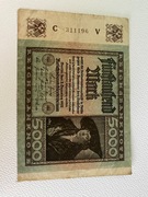 STARY banknot 5000 Marek niemieckich z 1922 r. seria C