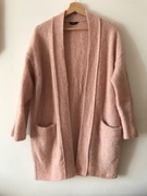 Pudrowy luźny kardigan LINDEX alpaka wełna sweter XS/S