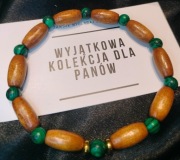 Bransoletka z drewnem kokosowym i malachitem