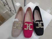 Nowe mokasyny czarne zamsz cyrkonie CC r. 37 ( długość wkładki 24 cm) 