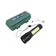 Latarka kieszonkowa ładowana USB akumulatorowa LED COB ZOOM
