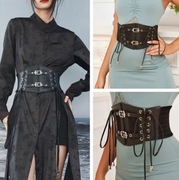 Pas gorsetowy szeroki styl vintage koronka punk