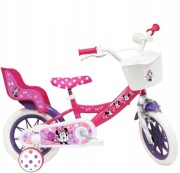 Rower dziecięcy 12” Minnie Mouse + fotelik dla lalki Disney