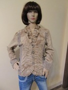 ELISA CAVALETTI CLUB beżowa bluzka marszczenia z wełną ozdobne guziki_ L