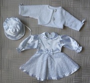 Biała sukienka, czapka, bolerko- komplet dla dziewczynki rozmiar 86