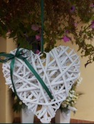 Serce wiklinowe wstazka 20 cm białe ozdobne wesele slub