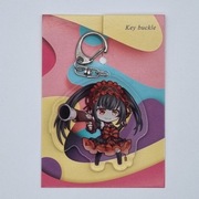 Akrylowy brelok anime chibi czerwono-czarny z metalowym zapięciem