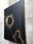 PROMOCJA Obraz olejny 40x50 zaćmienie kot złoto minimalizm księżyc noc