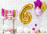 Balon foliowy Cyfra ''6", złoty, 86 cm.