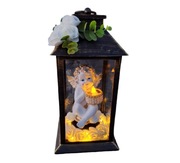 ZNICZ WIECZNY ANIOŁEK SOLARNY LAMPION 29cm SZKLANY +10 LED OZDOBA NAGROBNA 