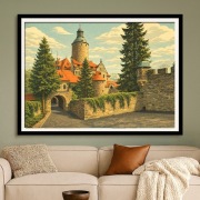 Zamek Czocha  - plakat Art Deco 60x40cm