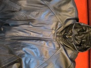 Skórzana Czarna  Męska Kurtka XL  do połowy uda, miękka skóra.