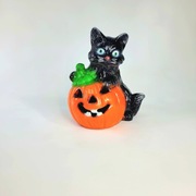 Kot na dyni lampion , halloween