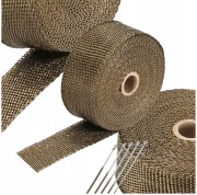 BANDAŻ TERMICZNY TAŚMA OSŁONA BAZALTOWA 20M/5CM + 10 OPASEK ZŁOTO-BRĄZOWA