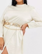 Złoty pasek z łańcuchów z ozdobnymi monetami XXL