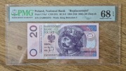20 zł 1994 seria ZA PMG 68 EPQ idealny bardzo rzadki niski nr ZA0005073
