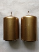 Świece bryłowe bezzapachowe kolor złoty kpl. 2 szt.