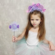 Opaska na głowę , korona różowa, świąteczna ozdoba do włosów z cukierkami