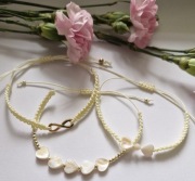 Bransoletki damskie zestaw BOHO nieskończoność masa perłowa hematyt 