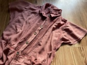 Sukienka koszulowa midi na lato vintage retro XL 42 bawełna wiskoza