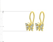 Złote kolczyki z cyrkoniami motyle próba 585 Apart