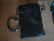 Różaniec bransoleta heban i metal + etui / nowy