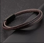 Delikatna bransoletka męska - brązowa 