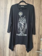 Bluzka tunika czarna sowa 