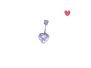 Kolczyk do pępka serce cyrkonia | srebrny