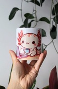 Kubek z aksolotlem Axolotl z laptopem i kubkiem, aksolotl kubek z axolotlem