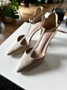 Buty damskie czółenka na obcasie beżowe 38