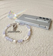 Biżuteryjna smycz do telefonu Jadeit, Perła barokowa, Mattè Prism