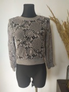 Ruby Ażurowa bluza Bluzka Hafty Koronka Taupe XS