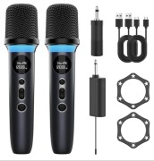 Bezprzewodowe mikrofony dynamiczne oświetlenie RGB,