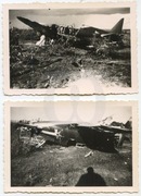 2 zdjęcia: Zestrzelony rosyjski myśliwiec I-16, Orsza, 1941