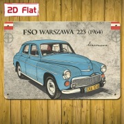 Metalowy Plakat FSO Warszawa 223 Polskie Auto PRL Blacha 20 x 30 cm