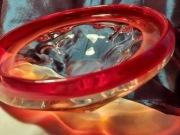 25 cm ciezkie szkło artystyczne RUBINOWE