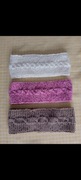 Wełniane opaski. Biała, beżowa i białoróżowa. 