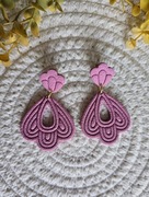 Duże geometryczne kolczyki z gliny polimerowej w kolorze różowym 