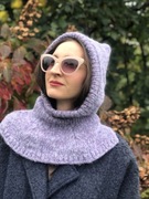 Kapturek balaclava, kominiarka, wełna, alpaka, ręcznie dziergana na drutach