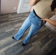 Stylowe Spodni  Jeansy damskie wide led modny krój szerokie nogawki  S