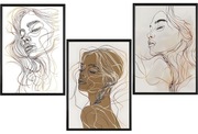 Zestaw 3 plakatów 30x40 twarze kobiet,nowoczesne,art line.